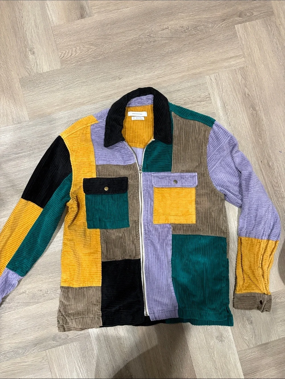 Urban Outfitters Ryder Blocked Corduroy Zip Shirt Size M